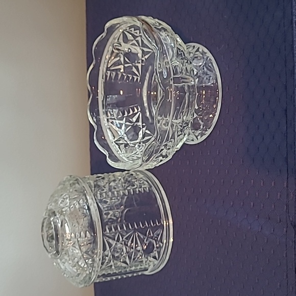 Indiana Glass "Stars and Bars" Clear 2-Pc. Fairy Lamp/Light (Courting Lamp) - Picture 2 of 8